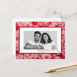 Cartão Postal Personalized Couple Photo Valentine Roses Card