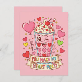 Cartão Postal Personalized Cute Milkshake Classroom Valentine