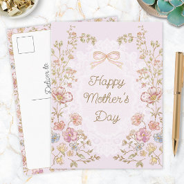 Cartão Postal Personalized Elegant Floral Happy Mother’s Day