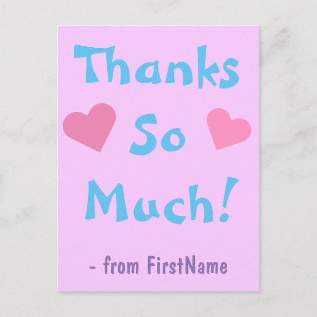 Cartão Postal Personalized & Fun "Thanks So Much!" Postcard (Frente)