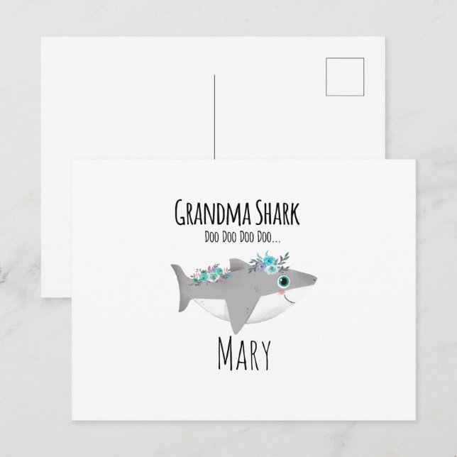 Cartão Postal Personalized Grandma Shark Doo Doo Doo (Frente/Verso)