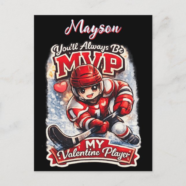 Cartão Postal Personalized Hockey MVP My Valentine Player (Frente)
