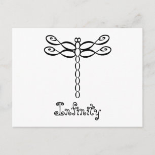 Cartão Postal Personalized Infinity Dragonfly black design