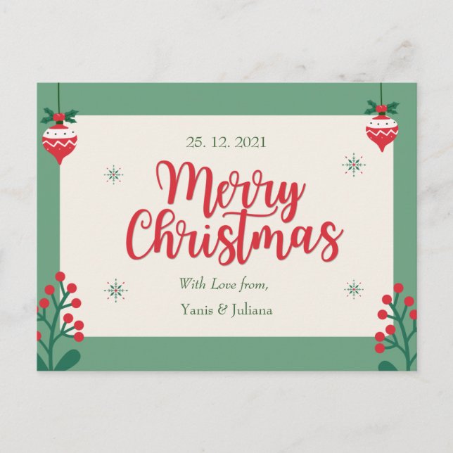 Cartão Postal Personalized Merry Christmas Postcard (Frente)