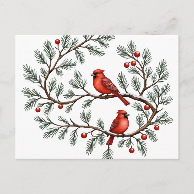 Cartão Postal Personalized Winter Cardinal Holiday, Christmas, (Frente)