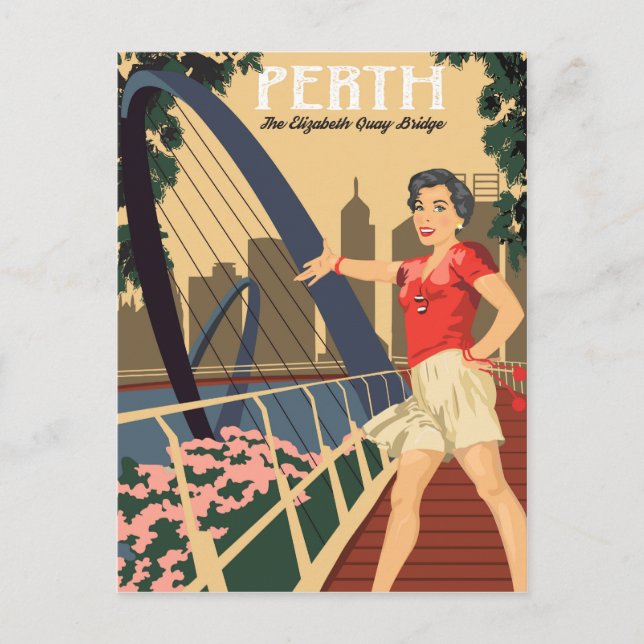 Cartão Postal Perth, a Ponte Elizabeth Quay, Austrália (Frente)