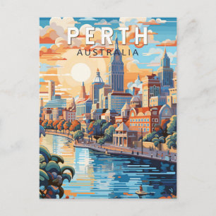 Cartão Postal Perth Austrália - Viagem Art Vintage