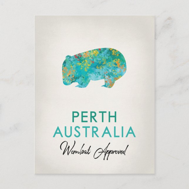 Cartão Postal Perth Austrália Wombat (Frente)