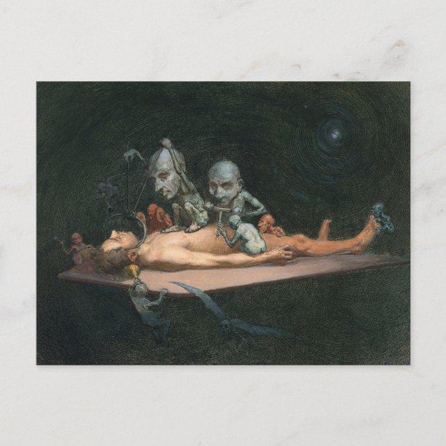 Cartão Postal Perto da morte, vendo espíritos Mau demônicos (Frente)