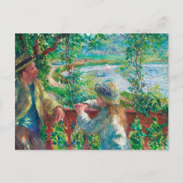 Cartão Postal Perto do lago por pintura impressionista de Renoir (Frente)