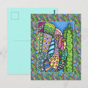 CARTÃO POSTAL PERU DA AÇÃO DE GRAÇAS, PENAS PATCHWORK, ARTE FOLC