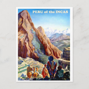 Cartão Postal Peru dos Incas, montanhas, viagens vintage