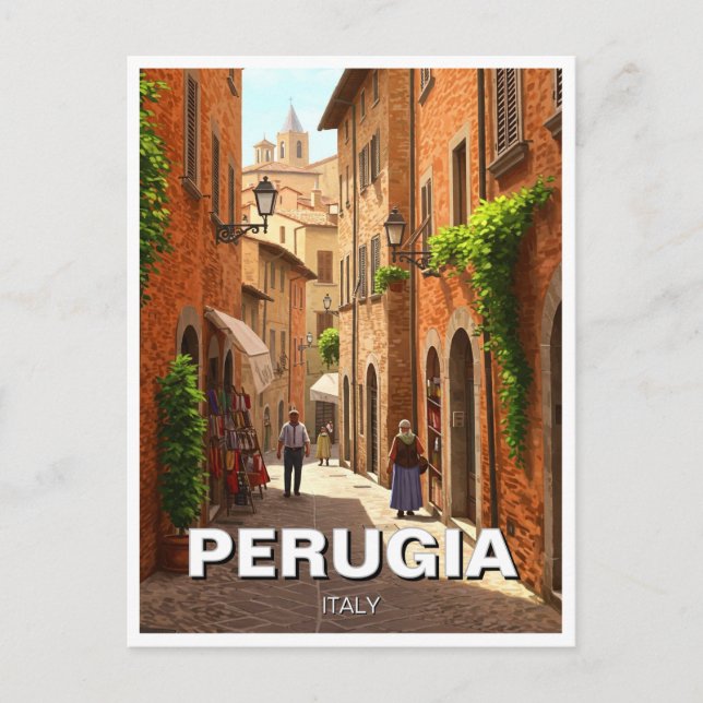 Cartão Postal Perugia Itália Viagem (Frente)