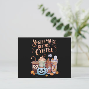 Cartão Postal Pesadelo Antes do Café Abóbora Tempero Halloween