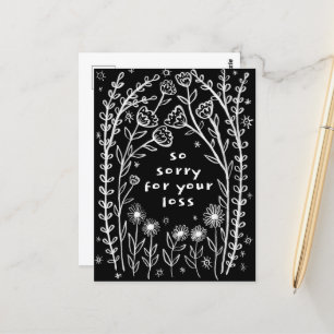 Cartão Postal PÊSAMES Floral Caprichoso Esboço Desenho Desculpe