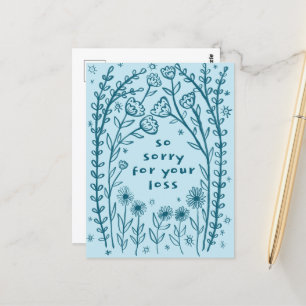 Cartão Postal PÊSAMES Floral Caprichoso Esboço Desenho Desculpe