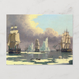 Cartão Postal Pesca da baleia Norte - Pintura a óleo