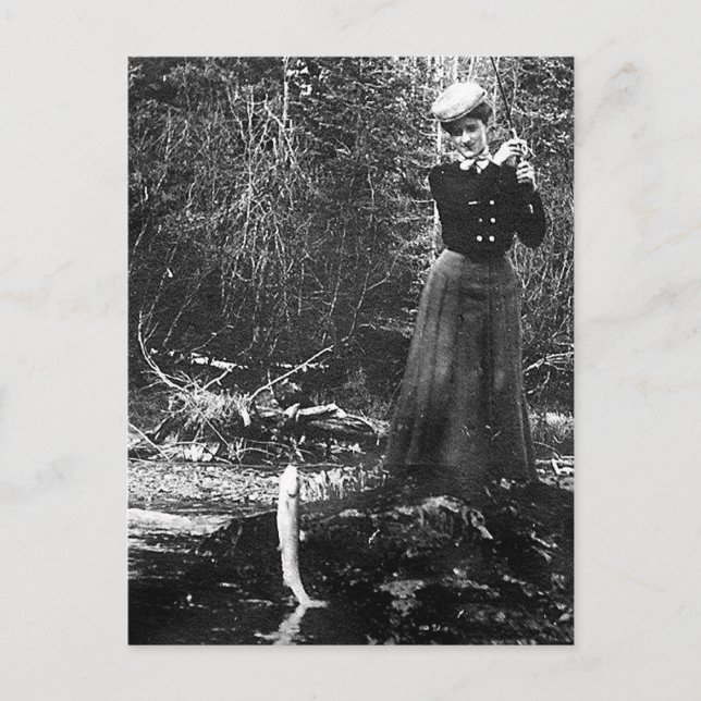 Cartão Postal pesca da mulher (Frente)