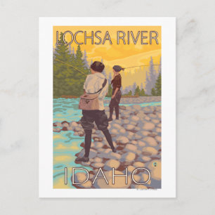 Cartão Postal Pesca De Voo Das Mulheres - Rio Lochsa, Idaho