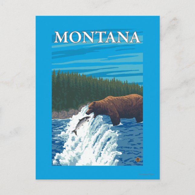 Cartão Postal Pesca do Urso em Montana (Frente)