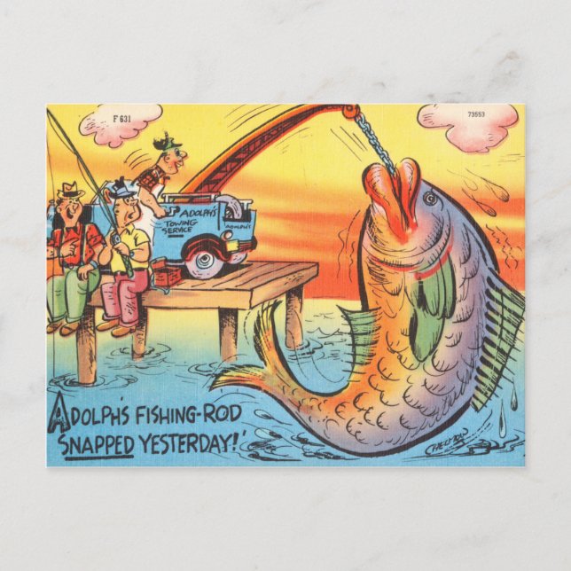 Cartão Postal Pesca Engraçada Cartão-postal Pescador Cartoon (Frente)