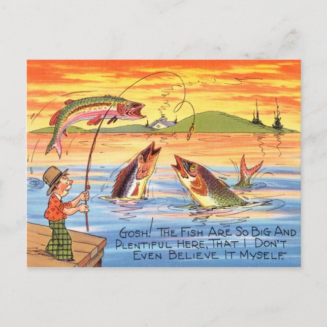 Cartão Postal Pesca Engraçada Pescador Cartão-Postal (Frente)