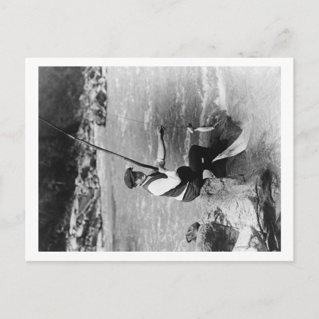 Cartão Postal Pesca humana e pesca com terra dois peixes de uma  (Frente)