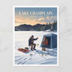 Cartão Postal Pesca no Gelo no Lago Champlain, Vermont Colcheste