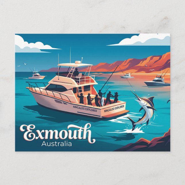Cartão Postal Pesca Profunda em Exmouth Austrália (Frente)
