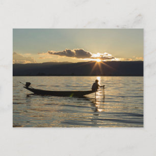 Cartão Postal Pescador ao Pôr do Sol
