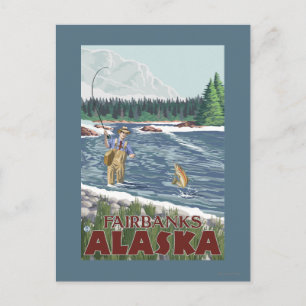 Cartão Postal Pescador de Voo - Fairbanks, Alaska
