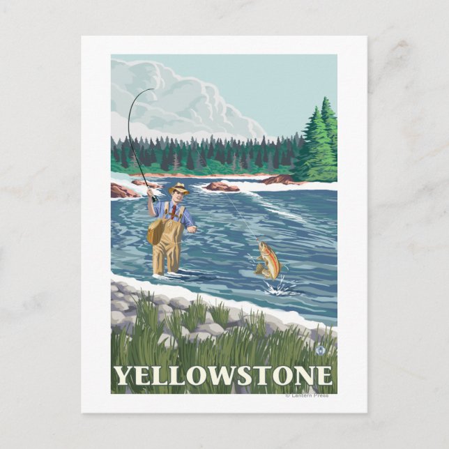 Cartão Postal Pescador de Voo - Parque Nacional de Yellowstone (Frente)
