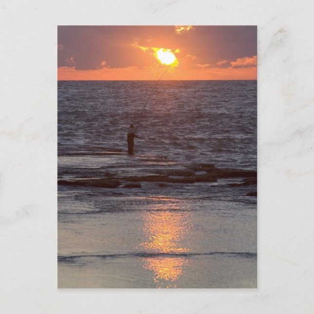 Cartão Postal Pescador em Byblos ao pôr do sol, Líbano (Frente)