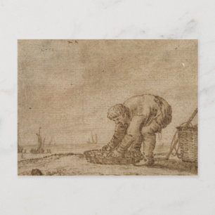 Cartão Postal Pescador na costa marítima, 1623