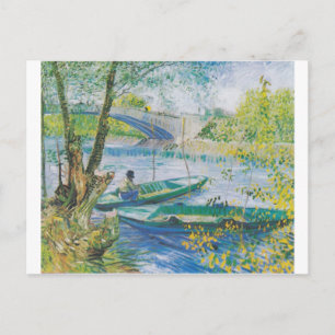 Cartão Postal Pescadores e barcos de Van Gogh no Pont de Clichy