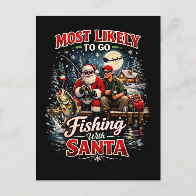 Cartão Postal Pescando com Papai Noel (Frente)
