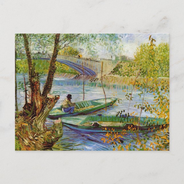 Cartão Postal Pescando na Primavera, Vincent van Gogh (F354) (Frente)