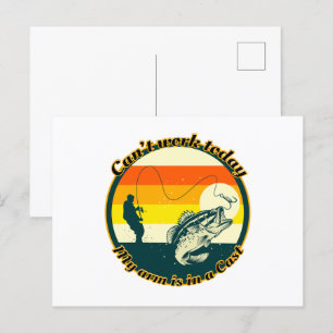 Cartão Postal Pescar engraçado não pode funcionar hoje meu braço