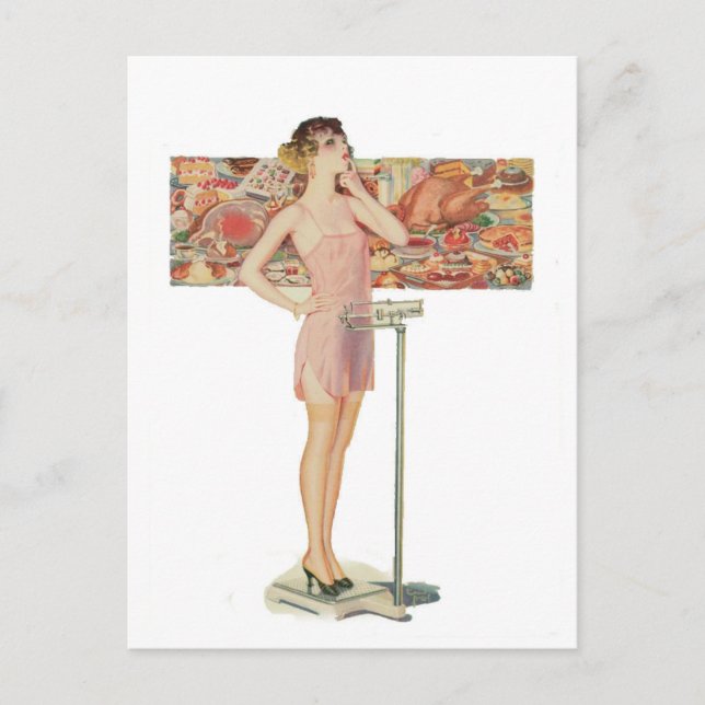 Cartão Postal Peso em Ilustração Vintage (Frente)