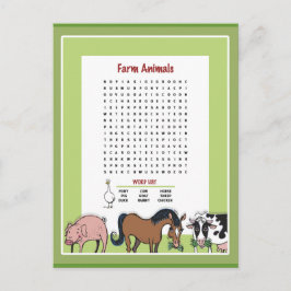 Cartão Postal Pesquisa de Palavras de Animais de Exploração