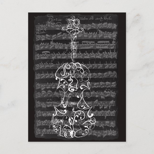 Cartão Postal Pesquisa Violina no Manuscrito Bach (Frente)