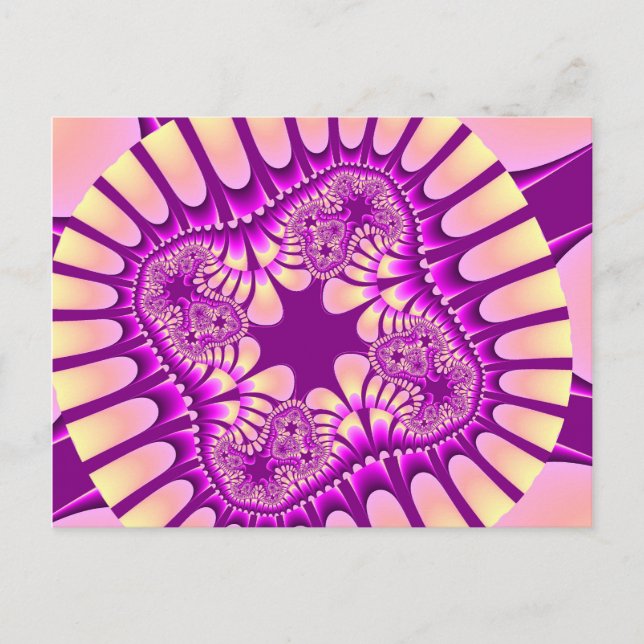Cartão Postal Pêssego Colorido e Fratural Roxo (Frente)