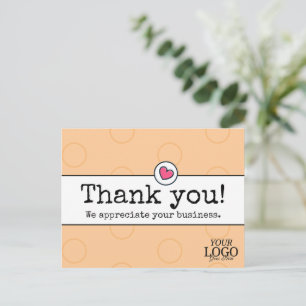 Cartão Postal Pêssego Elegante Com Agradecimento Empresarial do