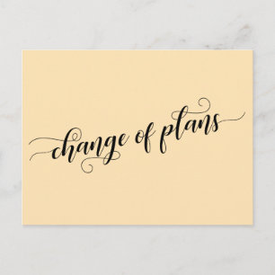 Cartão Postal Pêssego Elegante Mudança de Planos Adiada Casame
