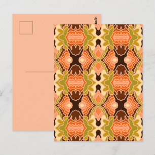 Cartão Postal Pêssego Fuzz Boho Shabby Chic Arte Abstrata Geomét