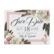 Pêssego Romântico e Pêonias Florais Brancas