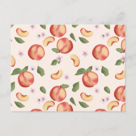 Cartão Postal Pêssegos e Blossomas de Aquarela Botânica
