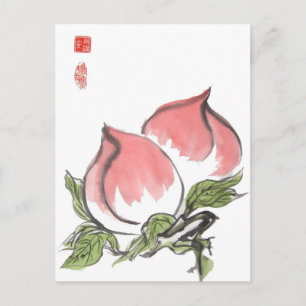 Cartão Postal Pêssegos gêmeos chineses