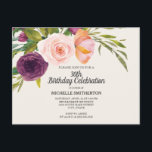 Cartão Postal Pessegueira Aquarela Floral aniversário de 30 anos<br><div class="desc">Corpo botânico Elegante e cor d'água de pêssego floral no cartão postal do convite de festas de aniversário de 30 anos de marfim. Entre em contato conosco para obter ajuda sobre a personalização ou produtos correspondentes.</div>