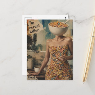 Cartão Postal Pessoa Abstrata Surrealista com uma Cabeça de Tige